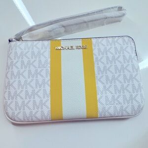 Michael Kors Jet Set Travel Large Logo Stripe Wristlet